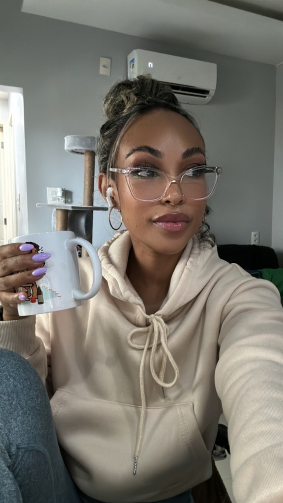 Girl with coffee working hard remotely